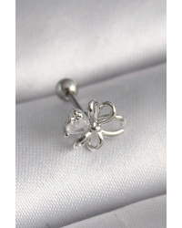 316L Çelik Gümüş Renk Zirkon Taş Detay Kurdele Model Tragus Piercing