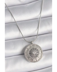 316L Çelik Gümüş Renk Zirkon Taşlı 12 Burç Madalyon Model Kadın Kolye