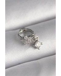 316L Çelik Gümüş Renk Zirkon Taşlı Çiçek Model Sallantı Detay Tragus Piercing