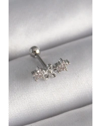 316L Çelik Gümüş Renk Zirkon Taşlı Çiçek Tragus Piercing