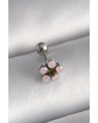 316L Çelik Gümüş Renk Zirkon Taşlı Çiçek Tragus Piercing