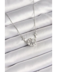 316L Çelik Gümüş Renk Zirkon Taşlı Hilal Kalp Model Kadın Kolye