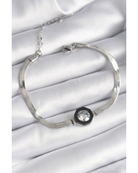 316L Çelik Gümüş Renk Zirkon Taşlı İtalyan Zincir Model Kadın Bileklik