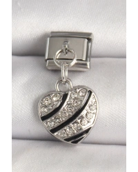 316L Çelik Gümüş Renk Zirkon Taşlı Kalp Model Nomination Charm