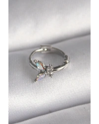 316L Çelik Gümüş Renk Zirkon Taşlı Kelebek Model Tragus Piercing