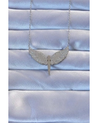 316L Çelik Gümüş Renk Zirkon Taşlı Mikail Kolye