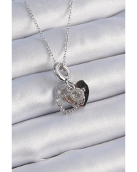 316L Çelik Gümüş Renk Zirkon Taşlı Sonsuzluk Kalp Figür Charm Model Kadın Kolye