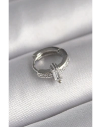 316L Çelik Gümüş Renk Zirkon Taşlı Tragus Piercing