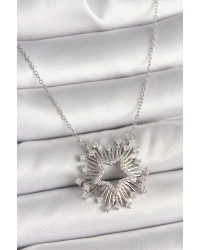 316L Çelik Gümüş Renk Zirkon Taşlı Yıldız Model Kadın Kolye