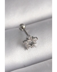 316L Çelik Gümüş Renk Zirkon Taşlı Yıldız Model Tragus Piercing