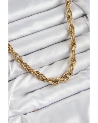 316L Çelik Halat Model Gold Renk Kadın Kolye