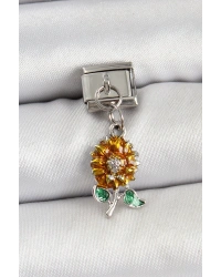 316L Çelik Sallantılı Ayçiçeği Model Gümüş Renk Nomination Charm