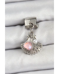 316L Çelik Sallantılı İnci Detaylı İstiridye Model Gümüş Renk Nomination Charm