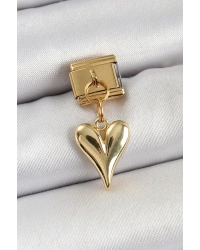 316L Çelik Sallantılı Kalp Model Gold Renk Nomination Charm