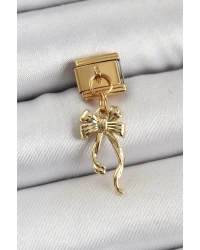 316L Çelik Sallantılı Uzun Fiyonk Model Gold Renk Nomination Charm