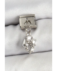 316L Çelik Sallantılı Zirkon Taşlı Deniz Kabuğu Ve Yıldız Model Gümüş Renk Nomination Charm