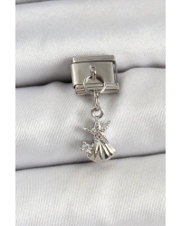 316L Çelik Sallantılı Zirkon Taşlı Deniz Yıldızı Ve İstiridye Model Gümüş Renk Nomination Charm