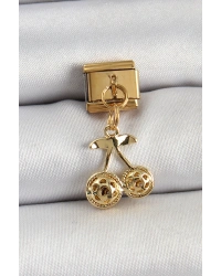 316L Çelik Sallantılı Zirkon Taşlı Fiyonk Model Gold Renk Nomination C316L Çelik Sallantılı Kiraz Model Gold Renk Nomination Charm