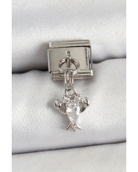 316L Çelik Sallantılı Zirkon Taşlı Yengeç Model Gümüş Renk Nomination Charm