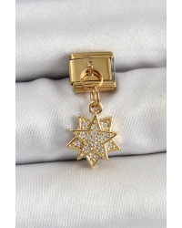 316L Çelik Sallantılı Zirkon Taşlı Yıldız Model Gold Renk Nomination Charm