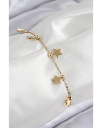 316L Çelik Sıralı Yıldız Model Gold Renk Kadın Bileklik