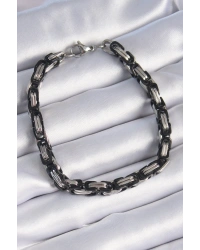 316L Çelik Siyah Gümüş Renk Kral Zincir Model Erkek Bileklik