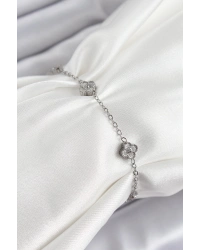 316L Çelik Yonca Model Gümüş Renk Kadın Bileklik