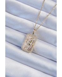 316L Çelik Zincir Altın Renk Zirkon Taşlı Yüz Figürlü Tarot Kolye