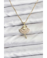 316L Çelik Zincir Gold Renk Balerin Model Kadın Kolye