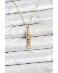 316L Çelik Zincir Gold Renk Balık Model Zirkon Taşlı Kadın Kolye