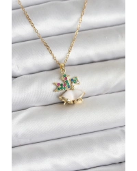 316L Çelik Zincir Gold Renk Chirtsmas Bell Model Yılbaşı Temalı Kadın Kolye