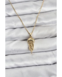 316L Çelik Zincir Gold Renk Deniz Anası Model Zirkon Taşlı Kadın Kolye