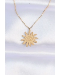 316L Çelik Zincir Gold Renk Göz Güneşi Tasarımlı Kolye