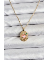 316L Çelik Zincir Gold Renk Kalp Figürlü Kadın Kolye