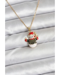 316L Çelik Zincir Gold Renk Kardan Adam Figürlü Yılbaşı Temalı Kadın Kolye