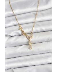 316L Çelik Zincir Gold Renk Kelebek Model Kadın Kolye