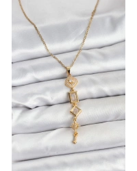 316L Çelik Zincir Gold Renk Kutup Yıldızı Enerji Model Kadın Y Kolye