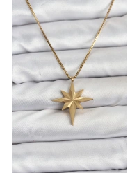 316L Çelik Zincir Gold Renk Kutup Yıldızı Model 60 cm Zincir Kadın Kolye