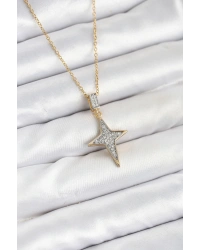 316L Çelik Zincir Gold Renk Kutup Yıldızı Model Zirkon Taşlı Kadın Kolye