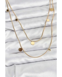 316L Çelik Zincir Gold Renk Pullu Kadın Kolye