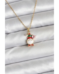 316L Çelik Zincir Gold Renk Yılbaşı Teması Kadın Kolye