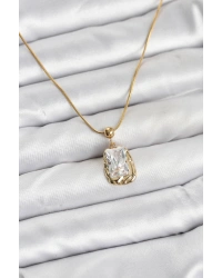 316L Çelik Zincir Gold Renk Zirkon Taşlı Kadın Kolye