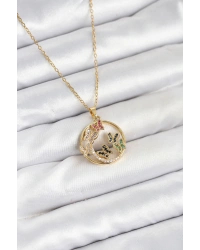 316L Çelik Zincir Gold Renk Zirkon Taşlı Kelebekli Kadın Kolye