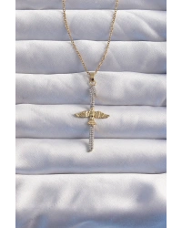 316L Çelik Zincir Gold Renkli Zirkon Taşlı Anka Kuşu Kolye