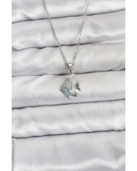 316L Çelik Zincir Gümüş Renk Balık Model Zirkon Taşlı Kadın Kolye