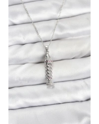 316L Çelik Zincir Gümüş Renk Balık Model Zirkon Taşlı Kadın Kolye