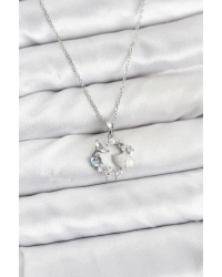 316L Çelik Zincir Gümüş Renk Deniz Tema Model Zirkon Taşlı Kadın Kolye