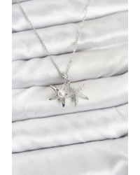 316L Çelik Zincir Gümüş Renk Deniz Yıldızı Model Zirkon Taşlı Kadın Kolye