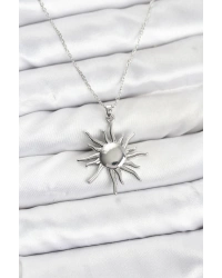 316L Çelik Zincir Gümüş Renk Güneş Model Kadın Kolye