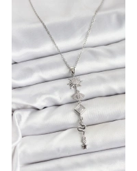 316L Çelik Zincir Gümüş Renk Güneş ve Enerji Model Kadın Y Kolye